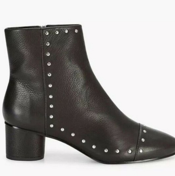 🔥OVER $100 OFF!!🔥8.5 REBECCA MINKOFF ISLEY BLACK CAP TOE 2" HEEL STUDDED BOOTS - Picture 5 of 6